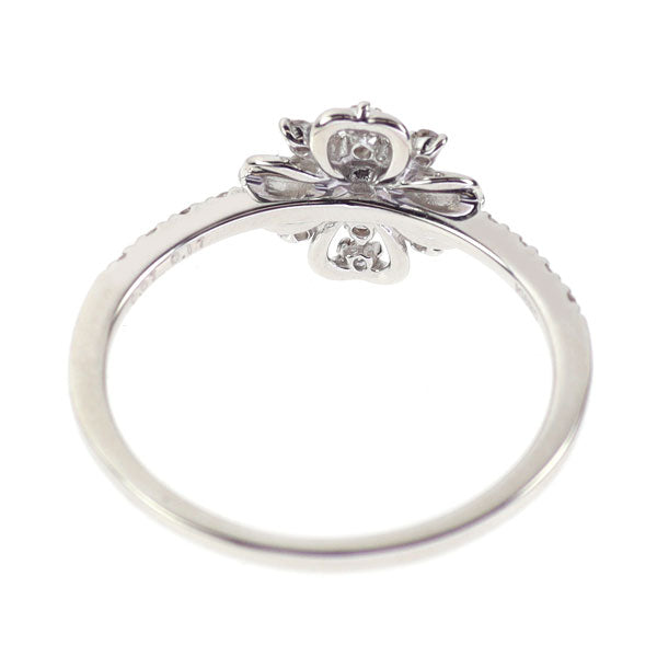 K18WG ローズカット ルビー ダイヤモンド リング 0.07ct D0.17ct フラワー