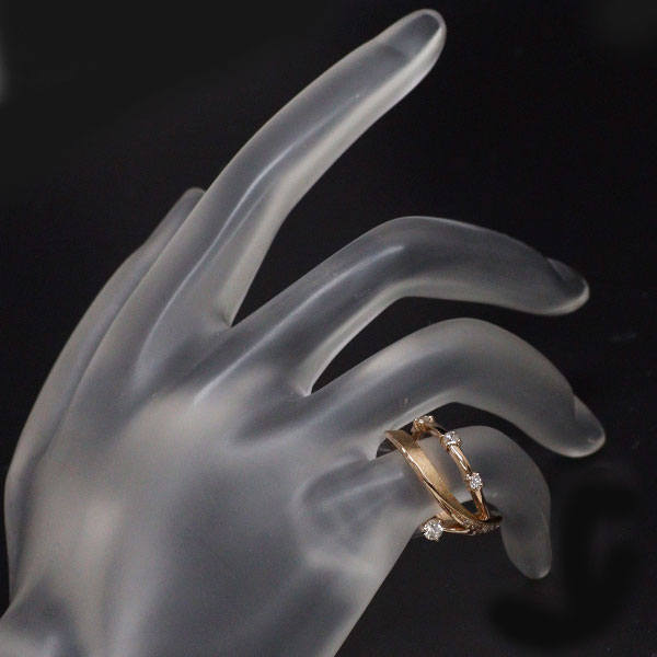 Asplendi K18PG Diamond Ring 0.10ct D0.18ct Bergamot Pinky