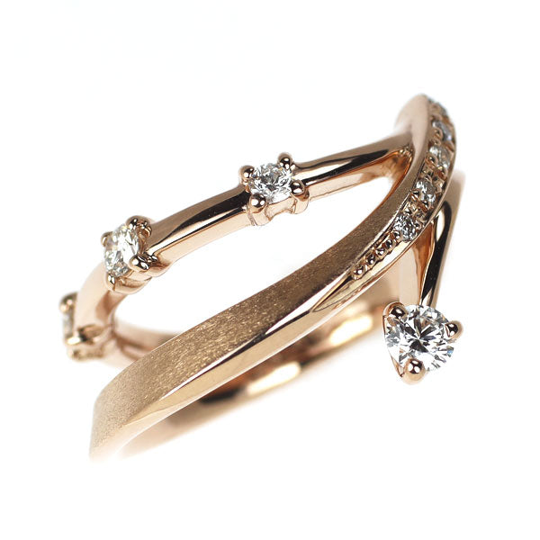 アスプレンディ K18PG ダイヤモンド リング 0.10ct D0.18ct ベルガモット ピンキー