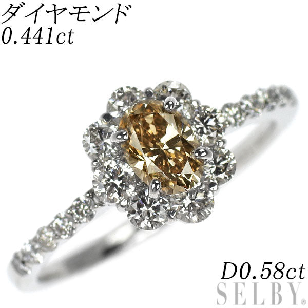 Pt900 オーバル ダイヤモンド リング 0.441ct D0.58ct