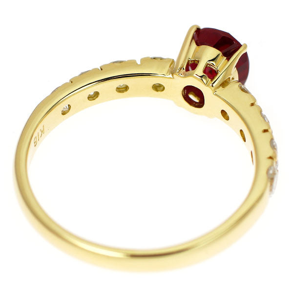 K18YG ビルマ/ミャンマー産 ピジョンブラッドルビー ダイヤモンド リング 1.012ct D0.68ct