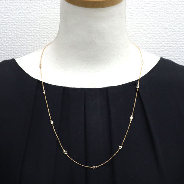 K18PG ローズカット ダイヤモンド ステーション ネックレス 0.920ct