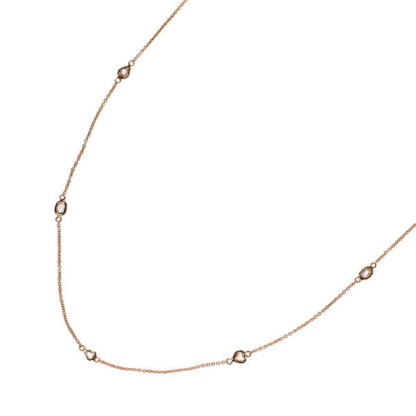K18PG ローズカット ダイヤモンド ステーション ネックレス 0.920ct