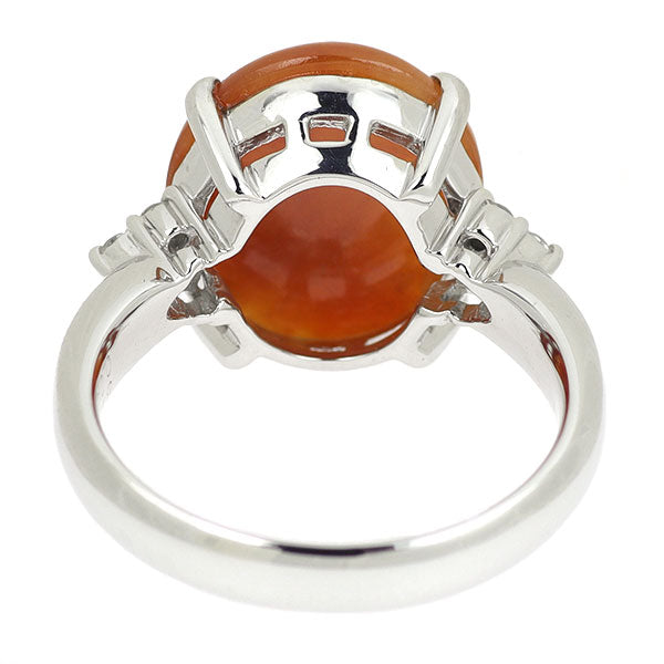 Pt900 オレンジ翡翠 ダイヤモンド リング 5.25ct D0.09ct
