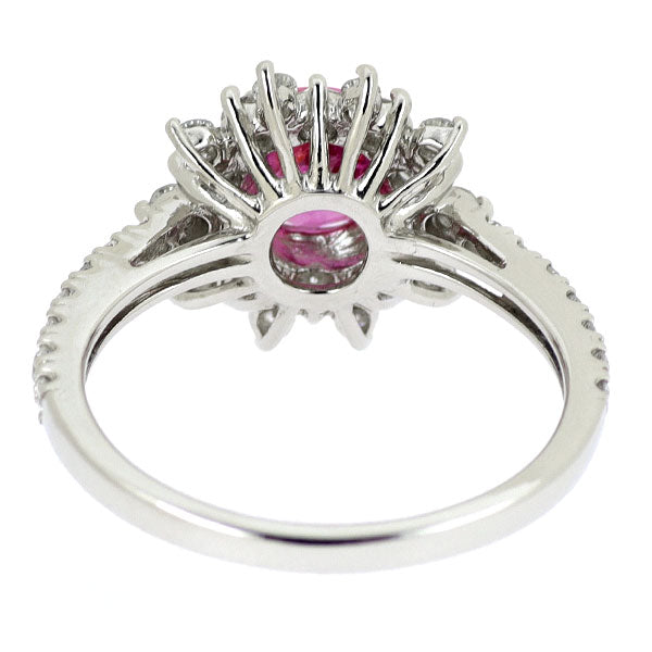 Pt900 非加熱ピンクサファイア ダイヤモンド リング 1.07ct D0.75ct