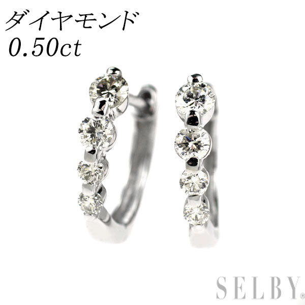Pt900 ダイヤモンド ピアス 0.50ct フープ