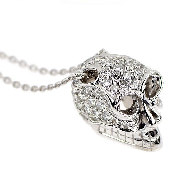 K18WG ダイヤモンド ペンダントネックレス 1.12ct スカル