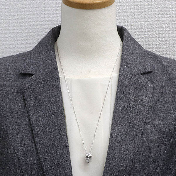 K18WG ダイヤモンド ペンダントネックレス 1.12ct スカル