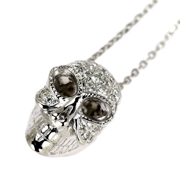 K18WG ダイヤモンド ペンダントネックレス 1.12ct スカル