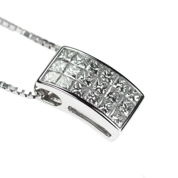 K18WG ダイヤモンド ペンダントネックレス 1.45ct ミステリーセッティング