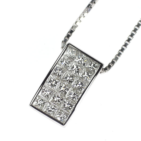K18WG ダイヤモンド ペンダントネックレス 1.45ct ミステリーセッティング