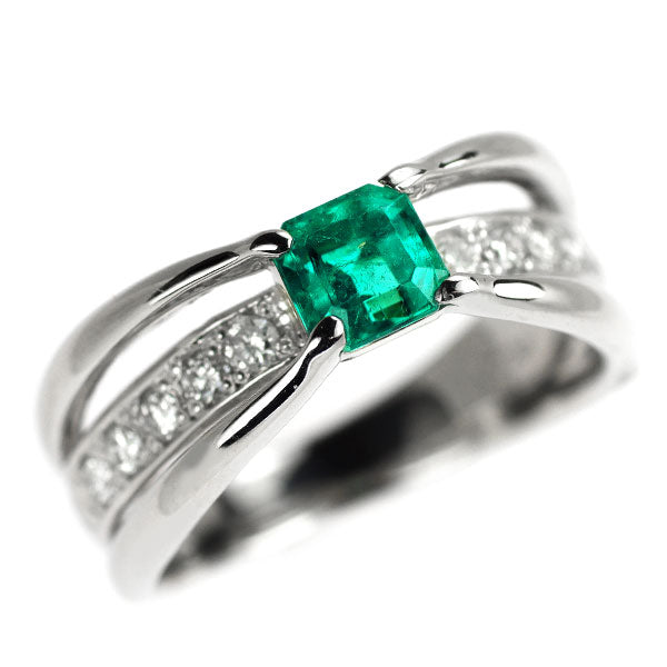 Pt900 エメラルド ダイヤモンド リング 0.61ct D0.23ct