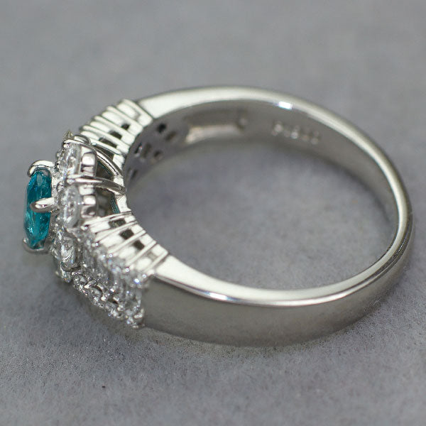 Pt900 Brazilian Paraiba tourmaline diamond ring 0.22ct D0.66ct