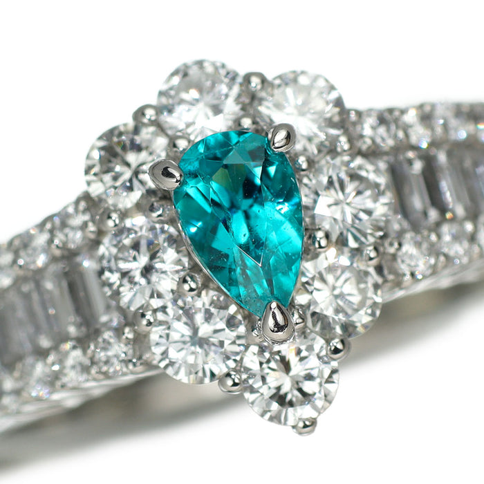 Pt900 Brazilian Paraiba tourmaline diamond ring 0.22ct D0.66ct