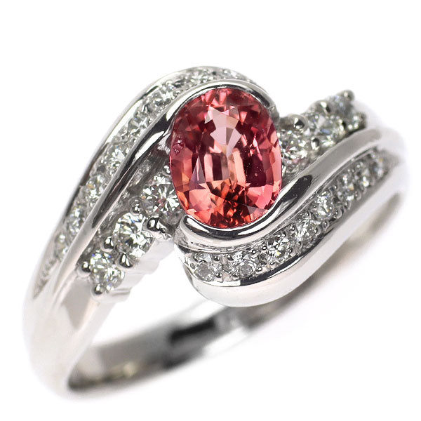 Pt900 拡散加熱処理サファイア ダイヤモンド リング 1.049ct D0.36ct