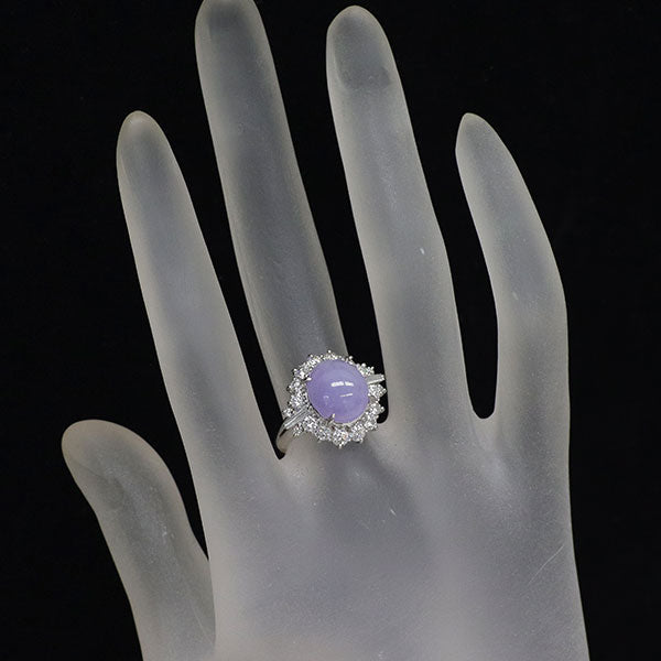 Pt900 ラベンダー翡翠 ダイヤモンド リング 5.71ct D1.18ct