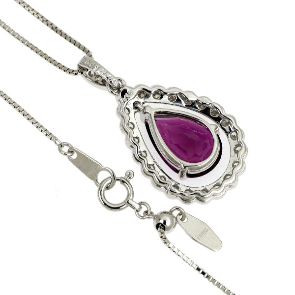 K18WG ロードライトガーネット ダイヤモンド ペンダントネックレス 3.59ct D0.41ct