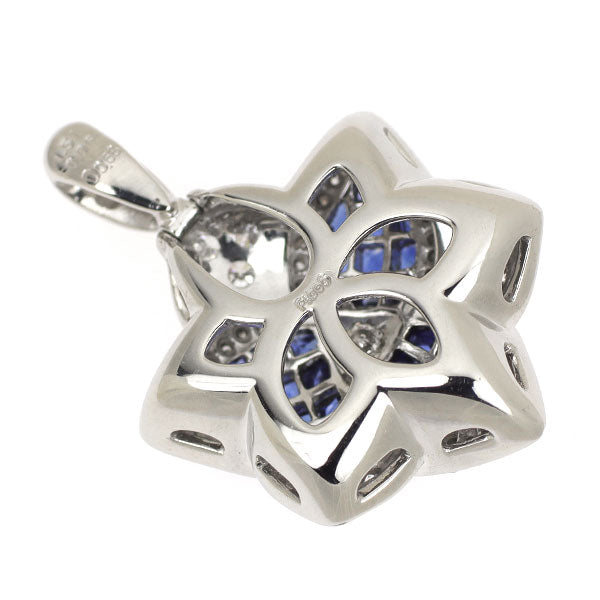 Pt900 サファイア ダイヤモンド ペンダントトップ 1.57ct D0.68ct 2way フラワー