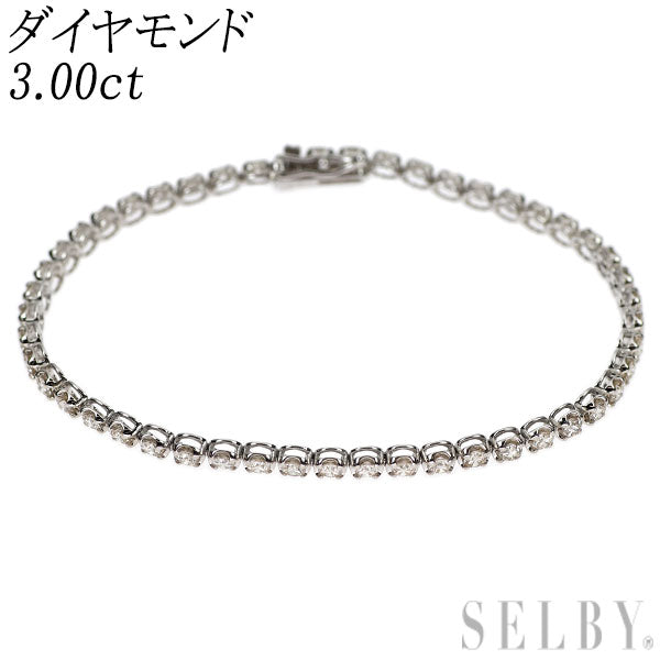 K18WG ダイヤモンド テニス ブレスレット 3.00ct