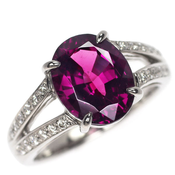 Pt900 ガーネット ダイヤモンド リング 4.60ct D0.216ct