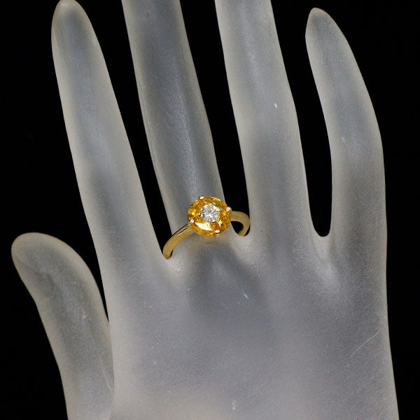 K18YG イエロー サファイア ダイヤモンド リング 1.09ct D0.277ct