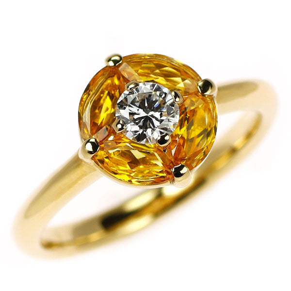 K18YG イエロー サファイア ダイヤモンド リング 1.09ct D0.277ct