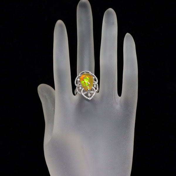 Pt900 オパール ダイヤモンド リング 4.08ct D0.59ct