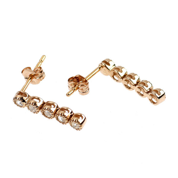 K18PG ローズカット ダイヤモンド ピアス 0.16ct