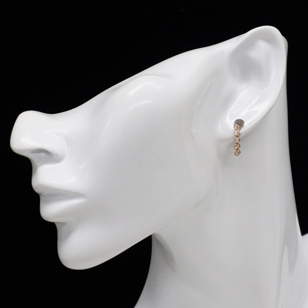 K18PG ローズカット ダイヤモンド ピアス 0.16ct