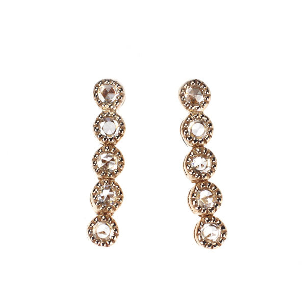 K18PG ローズカット ダイヤモンド ピアス 0.16ct