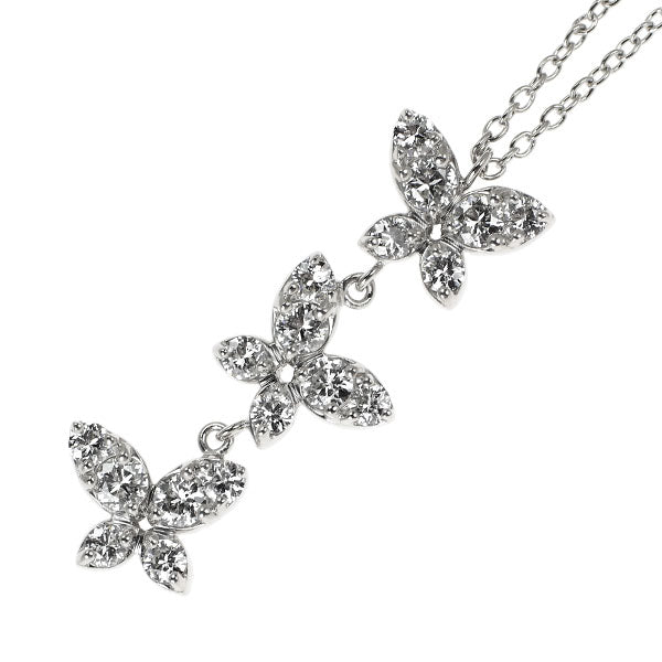 K18WG ダイヤモンド ペンダントネックレス 0.68ct 蝶