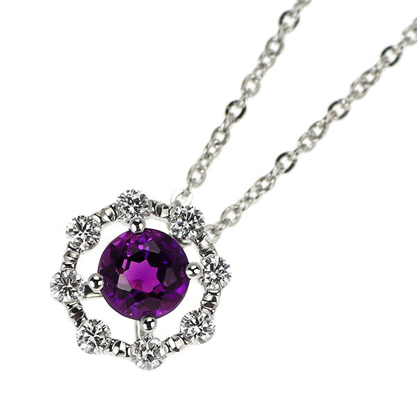 ポーラ K18WG アメジスト ダイヤモンド ペンダントネックレス 0.20ct D0.09ct