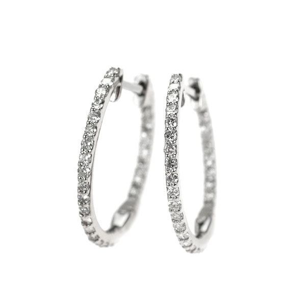 K18WG ダイヤモンド ピアス 0.50ct フープ