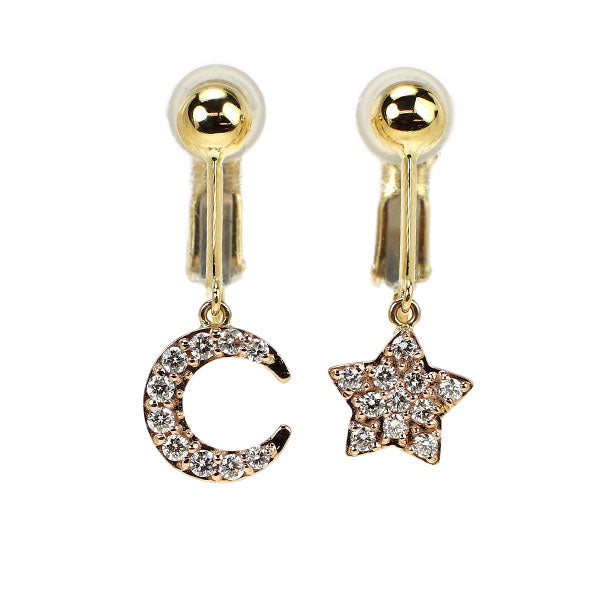 K18YG/PG ダイヤモンド イヤリング 0.22ct 月 星