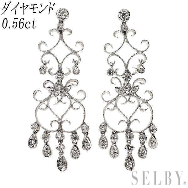 K14WG ダイヤモンド ピアス 0.56ct