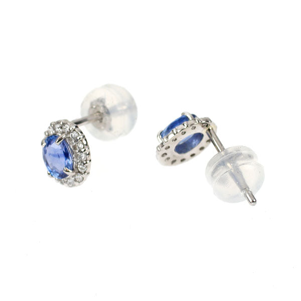 Pt900 サファイア ダイヤモンド ピアス 0.66ct D0.14ct