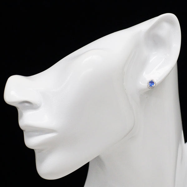 Pt900 サファイア ダイヤモンド ピアス 0.66ct D0.14ct