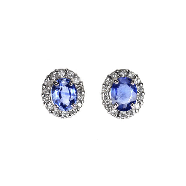 Pt900 サファイア ダイヤモンド ピアス 0.66ct D0.14ct