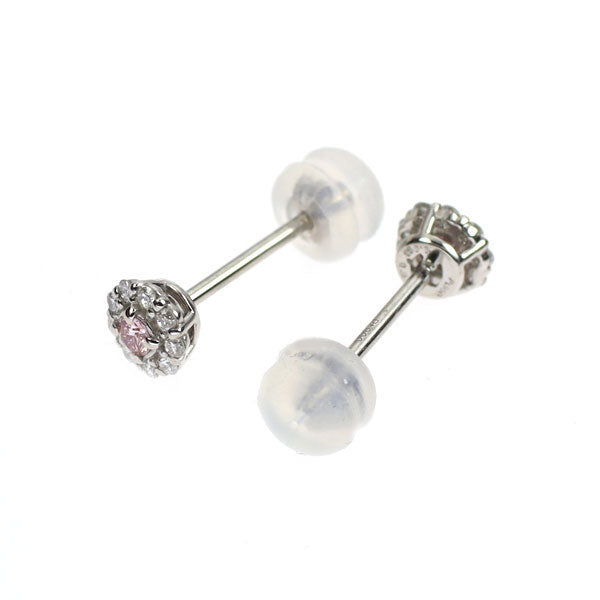 希少 Pt950/Pt900 天然ピンクダイヤモンド ピアス 0.071ct D0.14ct