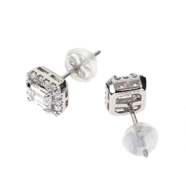 新品 Pt950/ Pt900 エメラルドカット ダイヤモンド ピアス 0.63ct D IF D0.12ct【エスコレ】