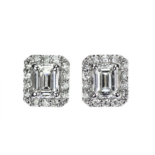 新品 Pt950/ Pt900 エメラルドカット ダイヤモンド ピアス 0.63ct D IF D0.12ct【エスコレ】