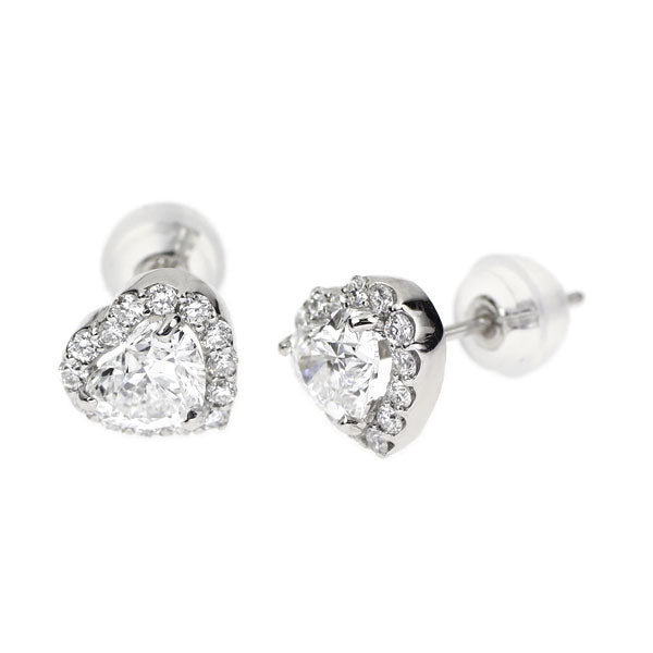 新品 Pt950/ Pt900 最高級ハートシェイプ ダイヤモンド ピアス 1.00ct D IF EX/VG D0.26ct 【エスコレ】