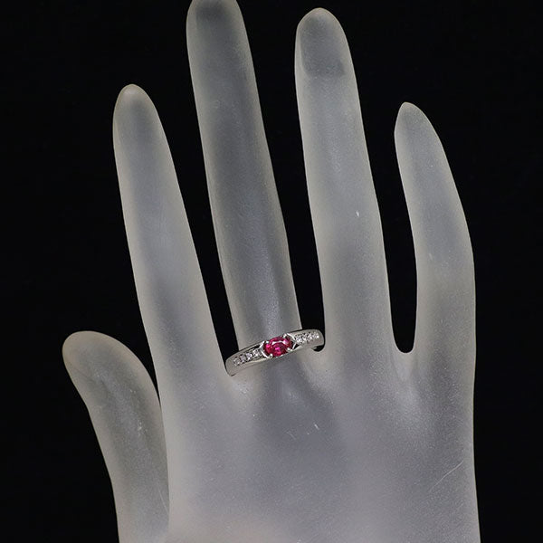 Pt900 非加熱ピジョンブラッドルビー ダイヤモンド リング 0.36ct D0.07ct