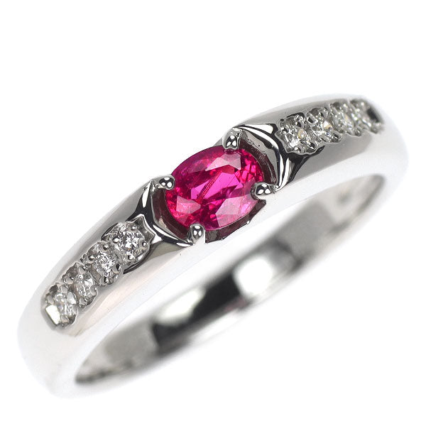 Pt900 非加熱ピジョンブラッドルビー ダイヤモンド リング 0.36ct D0.07ct
