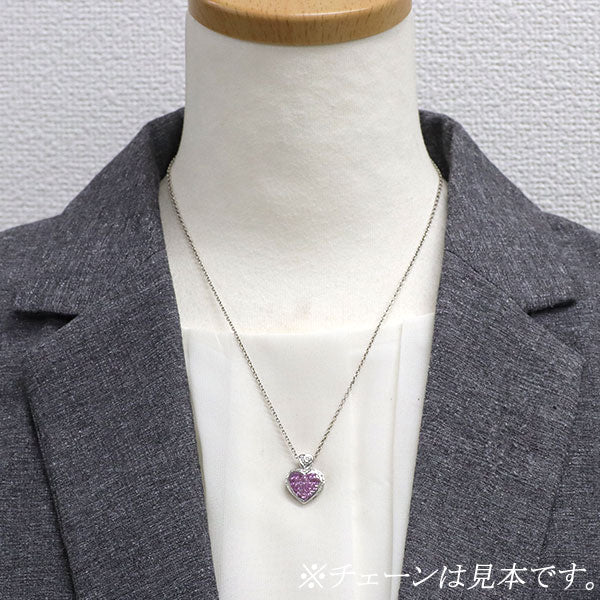 K14WG ピンクサファイア ダイヤモンド ペンダントトップ 2.00ct D0.12ct ハート