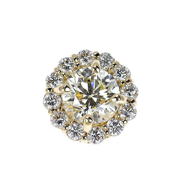 新品 K18YG ダイヤモンド ペンダントトップ 0.552ct M SI2 G D0.17ct【エスコレ】