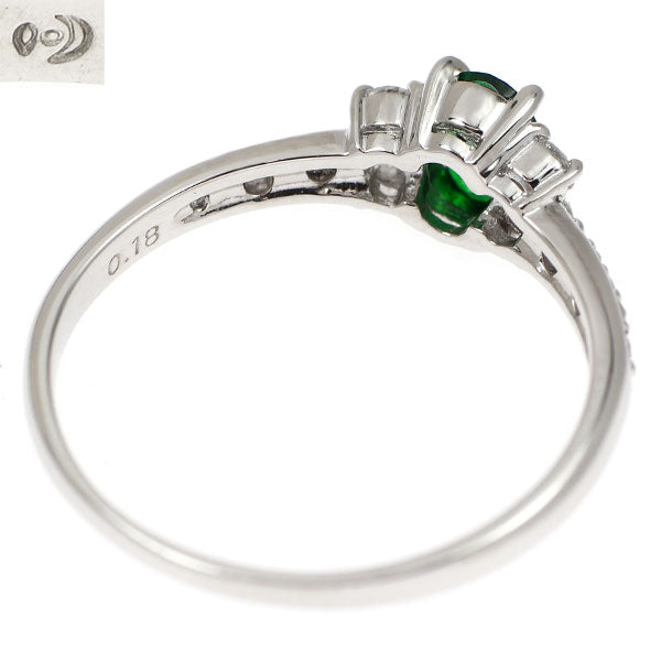 田崎真珠 Pt900 グリーンガーネット ダイヤモンド リング 0.48ct D0.18ct