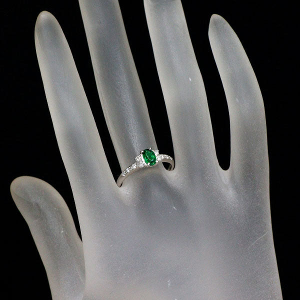 田崎真珠 Pt900 グリーンガーネット ダイヤモンド リング 0.48ct D0.18ct