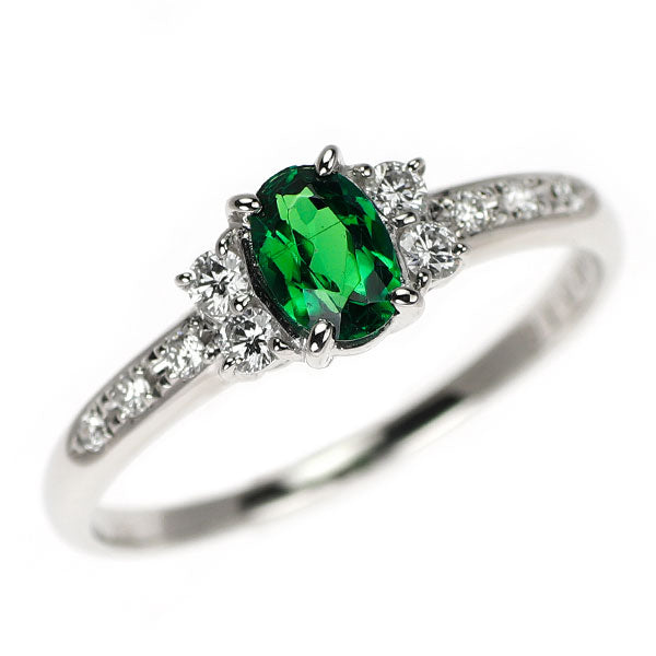 田崎真珠 Pt900 グリーンガーネット ダイヤモンド リング 0.48ct D0.18ct