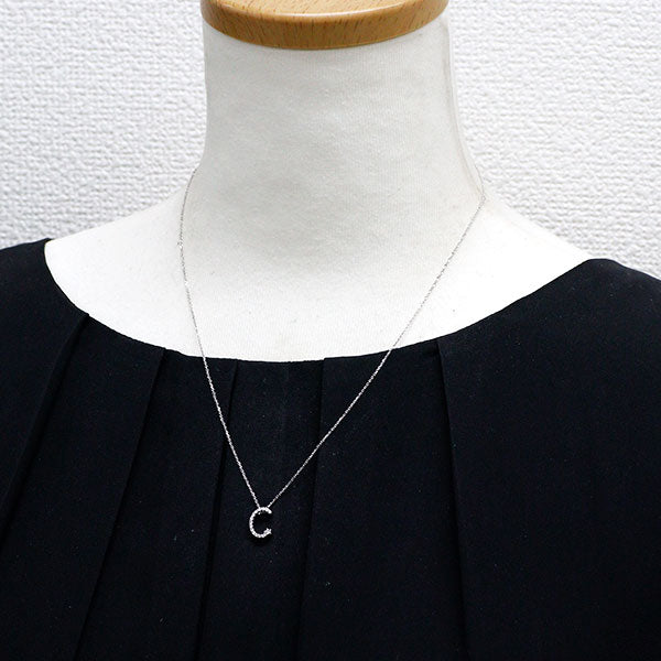 ロイヤルアッシャー Pt900/ Pt850 ダイヤモンド ペンダントネックレス 0.09ct イニシャル「C」
